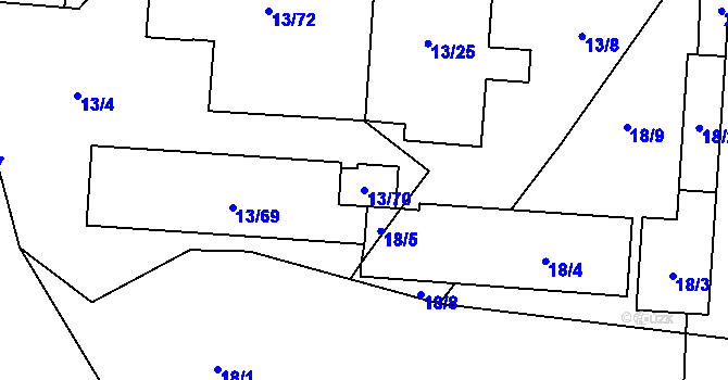 Parcela st. 13/70 v KÚ Libeň, Katastrální mapa