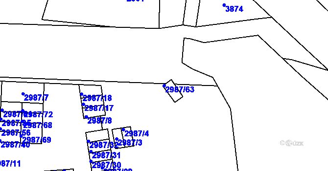 Parcela st. 2987/63 v KÚ Libeň, Katastrální mapa