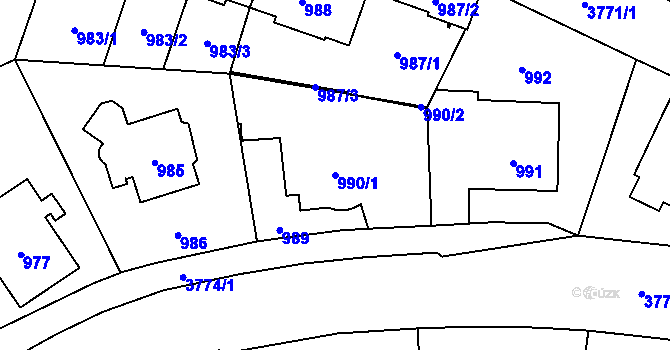 Parcela st. 990/1 v KÚ Libeň, Katastrální mapa