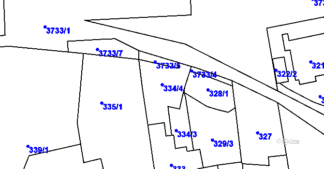 Parcela st. 334/4 v KÚ Libeň, Katastrální mapa