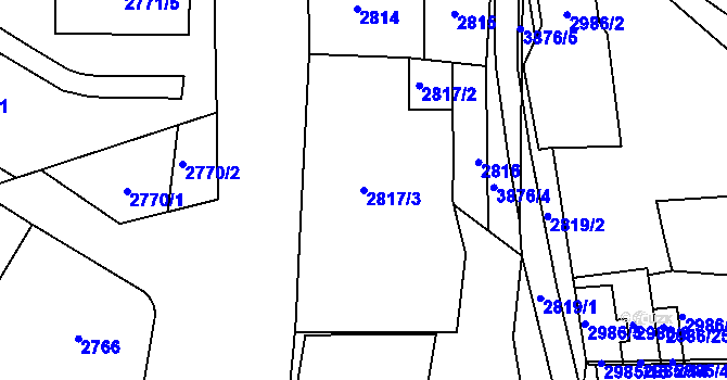 Parcela st. 2817/3 v KÚ Libeň, Katastrální mapa