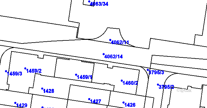 Parcela st. 4062/14 v KÚ Libeň, Katastrální mapa