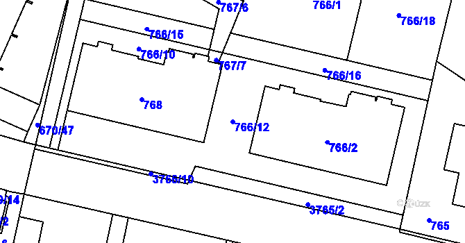 Parcela st. 766/12 v KÚ Libeň, Katastrální mapa
