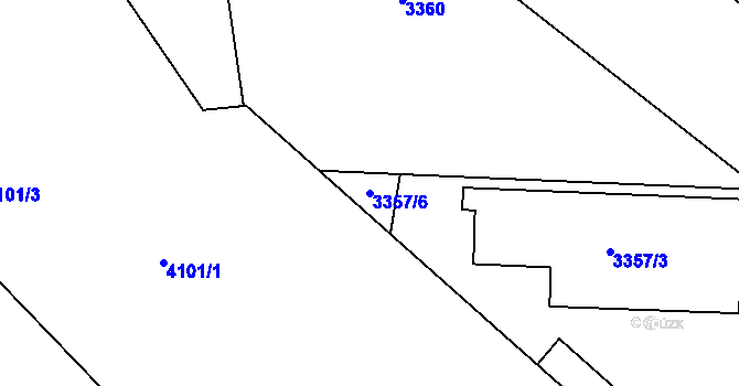 Parcela st. 3357/6 v KÚ Libeň, Katastrální mapa