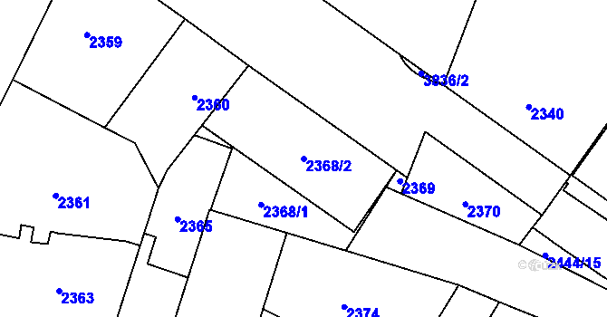 Parcela st. 2368/2 v KÚ Libeň, Katastrální mapa