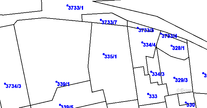 Parcela st. 335/1 v KÚ Libeň, Katastrální mapa