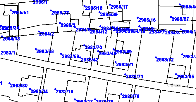 Parcela st. 2983/48 v KÚ Libeň, Katastrální mapa