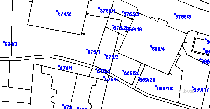 Parcela st. 675/3 v KÚ Libeň, Katastrální mapa