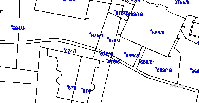 Parcela st. 675/4 v KÚ Libeň, Katastrální mapa