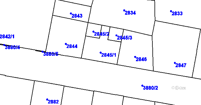 Parcela st. 2845/1 v KÚ Libeň, Katastrální mapa
