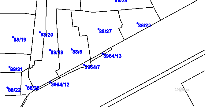 Parcela st. 3964/13 v KÚ Libeň, Katastrální mapa