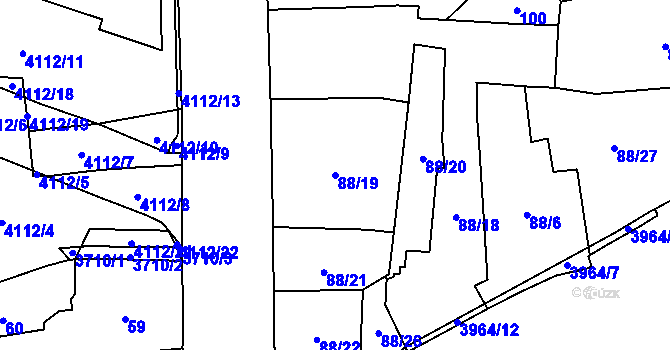 Parcela st. 88/19 v KÚ Libeň, Katastrální mapa