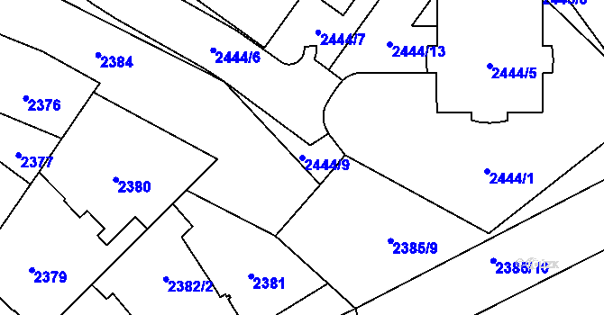 Parcela st. 2444/9 v KÚ Libeň, Katastrální mapa