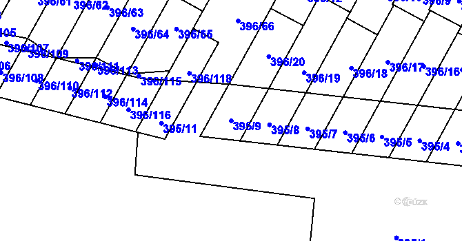 Parcela st. 395/9 v KÚ Libeň, Katastrální mapa