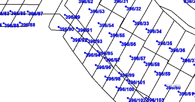 Parcela st. 396/95 v KÚ Libeň, Katastrální mapa