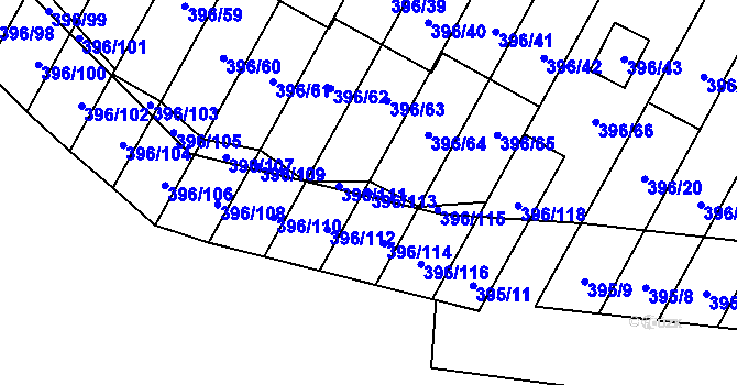Parcela st. 396/113 v KÚ Libeň, Katastrální mapa