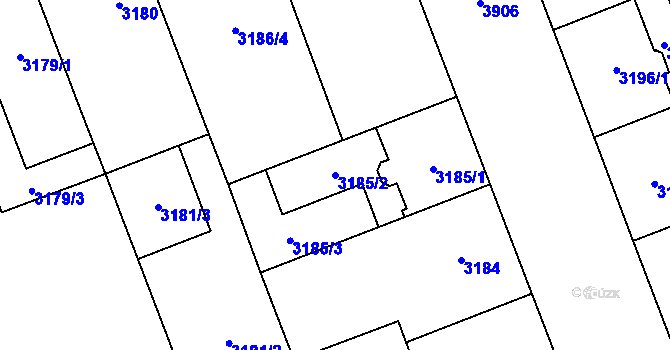 Parcela st. 3185/2 v KÚ Libeň, Katastrální mapa