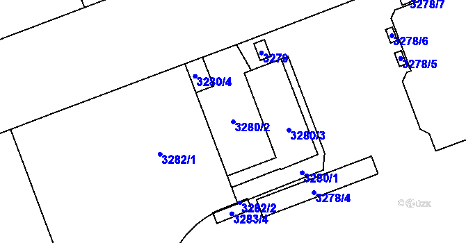 Parcela st. 3280/2 v KÚ Libeň, Katastrální mapa