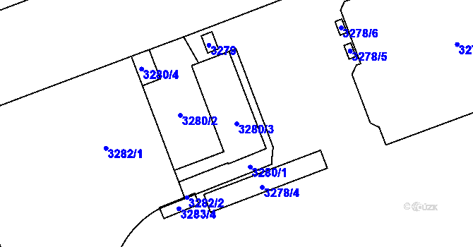 Parcela st. 3280/3 v KÚ Libeň, Katastrální mapa