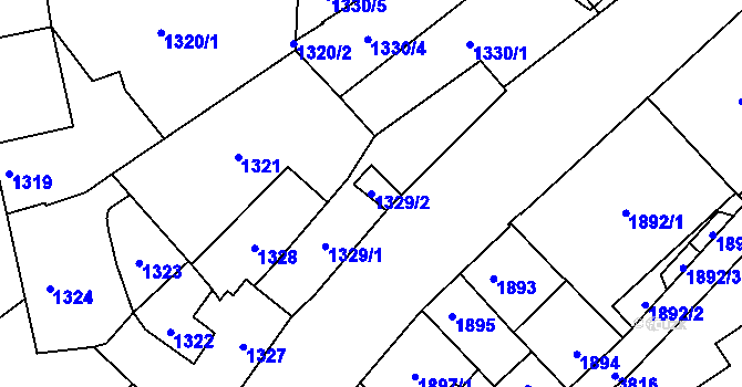 Parcela st. 1329/2 v KÚ Libeň, Katastrální mapa