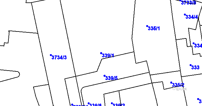 Parcela st. 339/1 v KÚ Libeň, Katastrální mapa