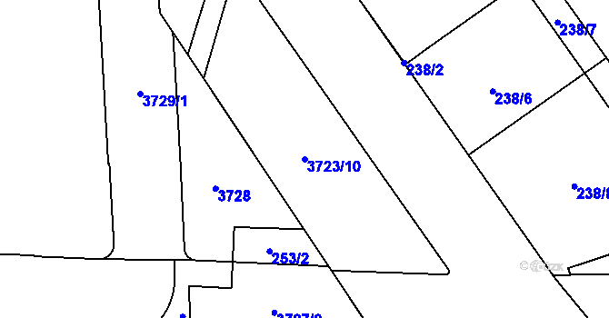 Parcela st. 3723/10 v KÚ Libeň, Katastrální mapa