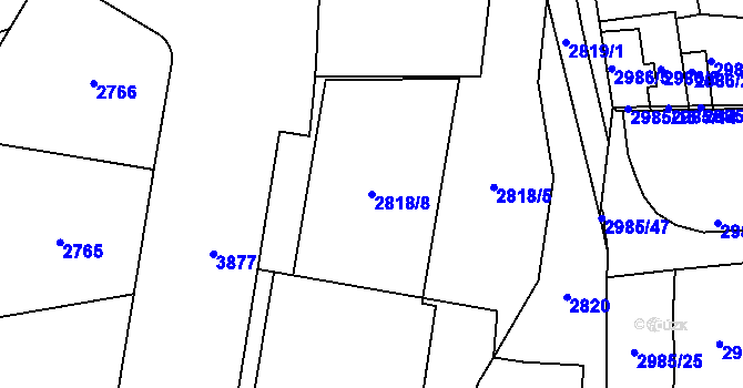 Parcela st. 2818/8 v KÚ Libeň, Katastrální mapa