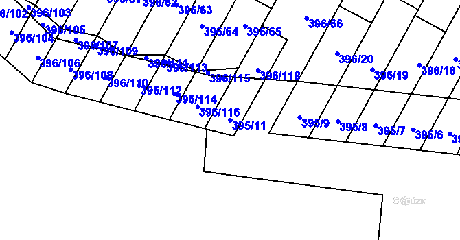 Parcela st. 395/11 v KÚ Libeň, Katastrální mapa