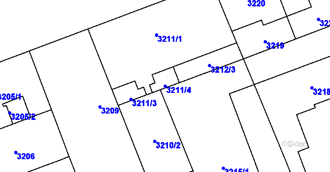Parcela st. 3211/4 v KÚ Libeň, Katastrální mapa