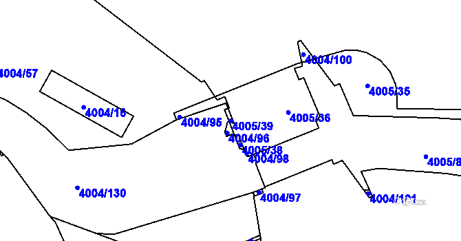 Parcela st. 4005/39 v KÚ Libeň, Katastrální mapa