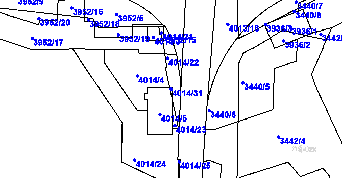 Parcela st. 4014/31 v KÚ Libeň, Katastrální mapa