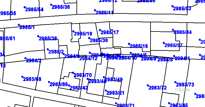Parcela st. 2984/16 v KÚ Libeň, Katastrální mapa