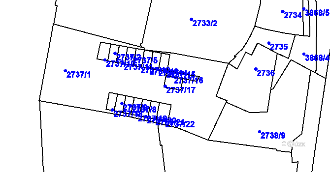 Parcela st. 2737/17 v KÚ Libeň, Katastrální mapa