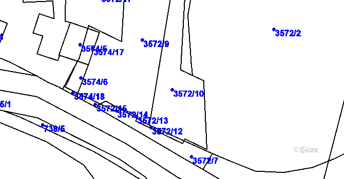 Parcela st. 3572/10 v KÚ Libeň, Katastrální mapa