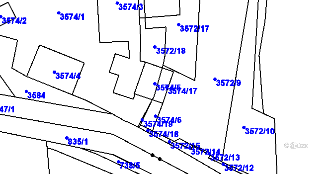 Parcela st. 3574/17 v KÚ Libeň, Katastrální mapa