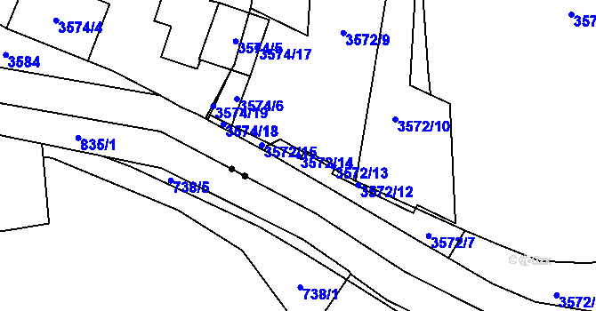 Parcela st. 3572/14 v KÚ Libeň, Katastrální mapa