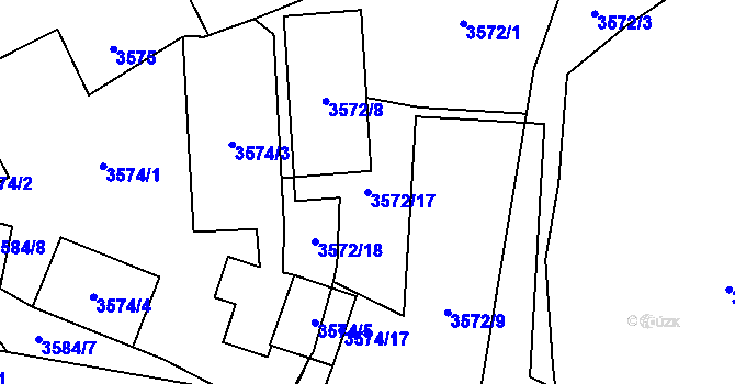 Parcela st. 3572/17 v KÚ Libeň, Katastrální mapa