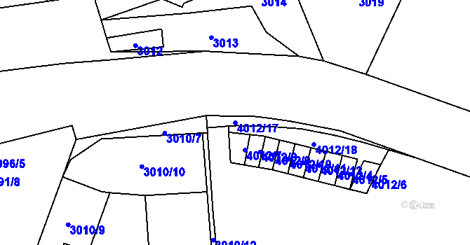 Parcela st. 4012/17 v KÚ Libeň, Katastrální mapa