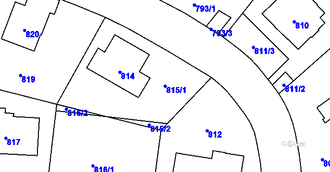 Parcela st. 815/1 v KÚ Libeň, Katastrální mapa
