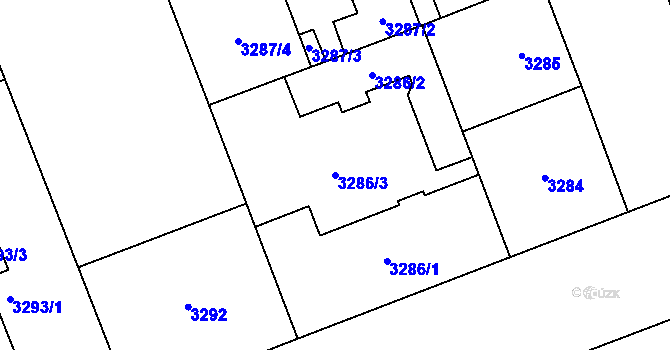 Parcela st. 3286/3 v KÚ Libeň, Katastrální mapa