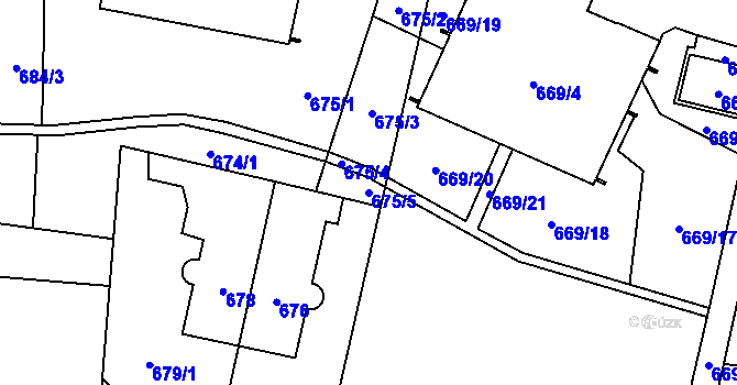 Parcela st. 675/5 v KÚ Libeň, Katastrální mapa