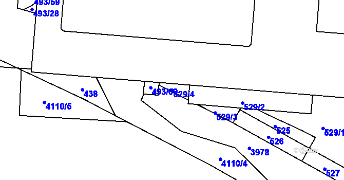 Parcela st. 529/4 v KÚ Libeň, Katastrální mapa