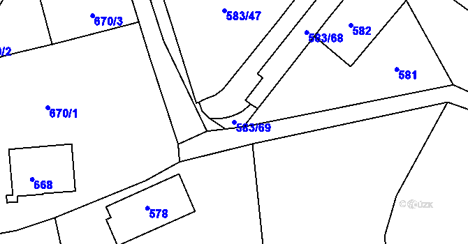 Parcela st. 583/69 v KÚ Libeň, Katastrální mapa