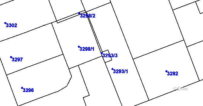 Parcela st. 3293/3 v KÚ Libeň, Katastrální mapa