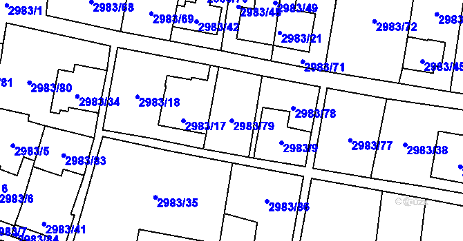 Parcela st. 2983/79 v KÚ Libeň, Katastrální mapa