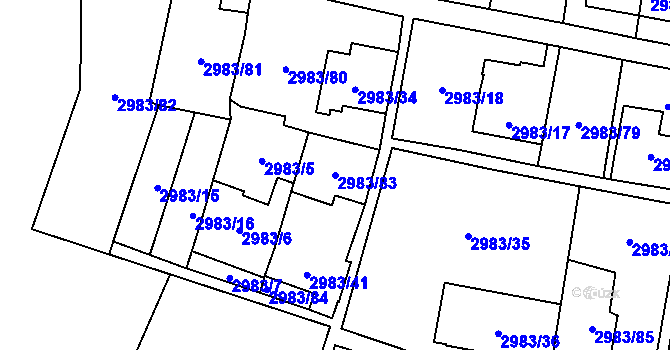 Parcela st. 2983/83 v KÚ Libeň, Katastrální mapa