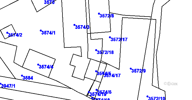 Parcela st. 3572/18 v KÚ Libeň, Katastrální mapa