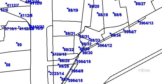 Parcela st. 88/32 v KÚ Libeň, Katastrální mapa