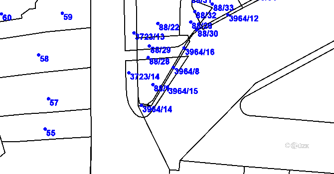 Parcela st. 3964/15 v KÚ Libeň, Katastrální mapa