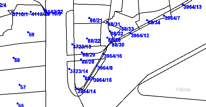 Parcela st. 3964/16 v KÚ Libeň, Katastrální mapa